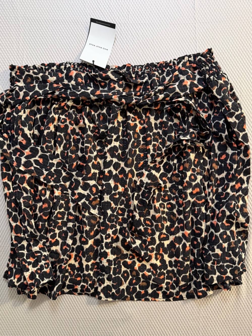 Who What Wear Leopard Print Skirt 2X NWT Paperbag Waist Tie Front Midi Plus